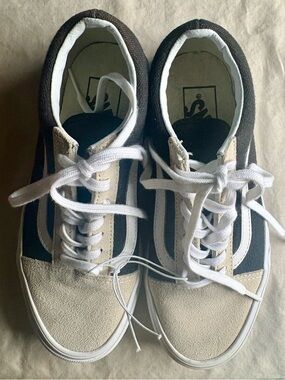 Classic Low-Top Canvas Sneakers in Black and Cream VANS